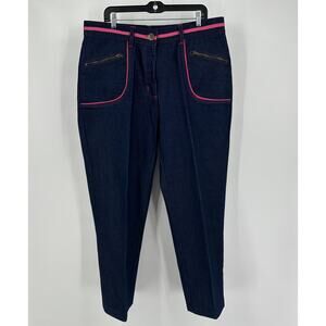 Fine Jeans Womens Pants Size 20 Vintage Y2K Dark Wash Denim Pink Trim High‎ Rise